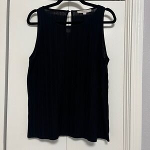 LOFT Black Sleeveless Tank Top Ribbed‎ Keyhole Career Casual Women's